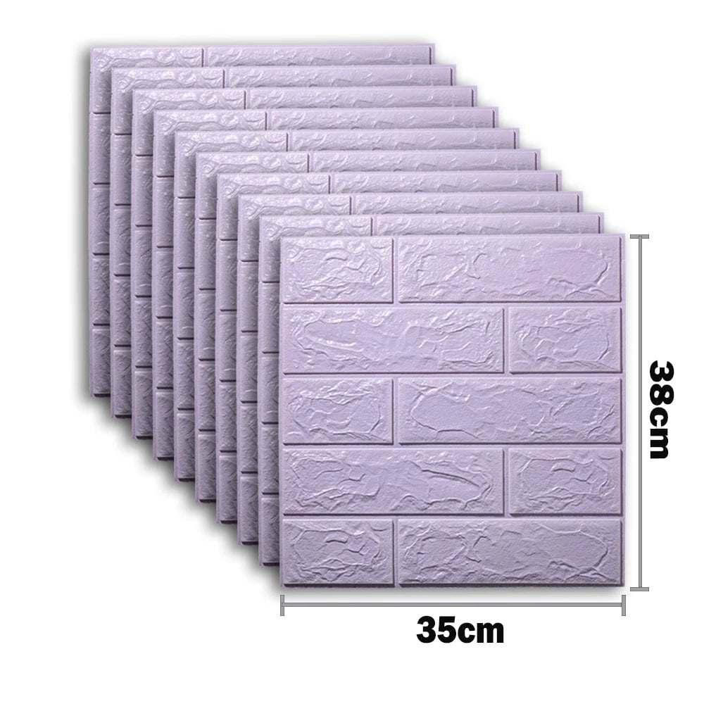 Storazone Light-purple / 25 pcs(35X38cm) 25pcs 3D Wall Stickers Self Adhesive Wallpaper Panel Home Decor Living Room Bedroom Decoration Bathroom Kitchen House Sticker