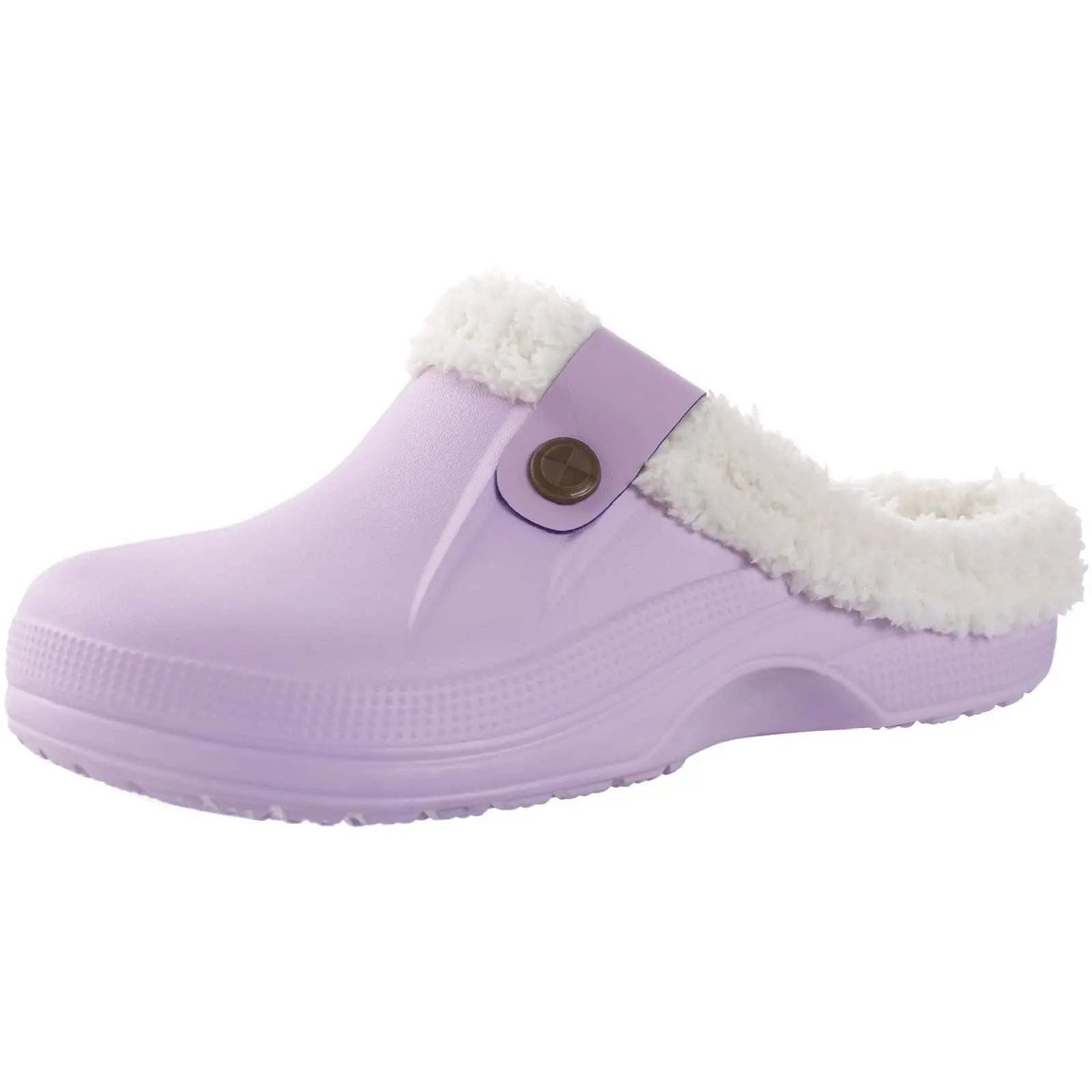 Storazone Light Purple / 35-36(8.6-8.8 inch) / CHINA Shevalues Plush Fur Clogs Slippers For Women Men Winter Soft Furry Slippers Waterproof Garden Shoes Multi-Use Indoor Home Shoes