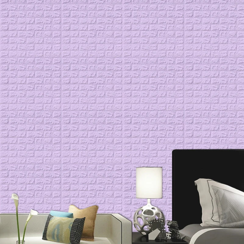 Storazone light purple / CHINA 10pcs 3D Wall Sticker Imitation Brick Bedroom Christmas Home Decoration Waterproof Self Adhesive Wallpaper For Living Room