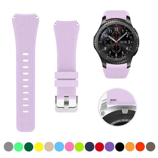 Storazone lilac 24 / 22mm / CHINA 20mm 22mm Strap For Samsung galaxy watch4 44mm/40mm 5 pro active 2 Gear s3 Silicone Correa bracelet Huawei Watch gt2/3/2e band