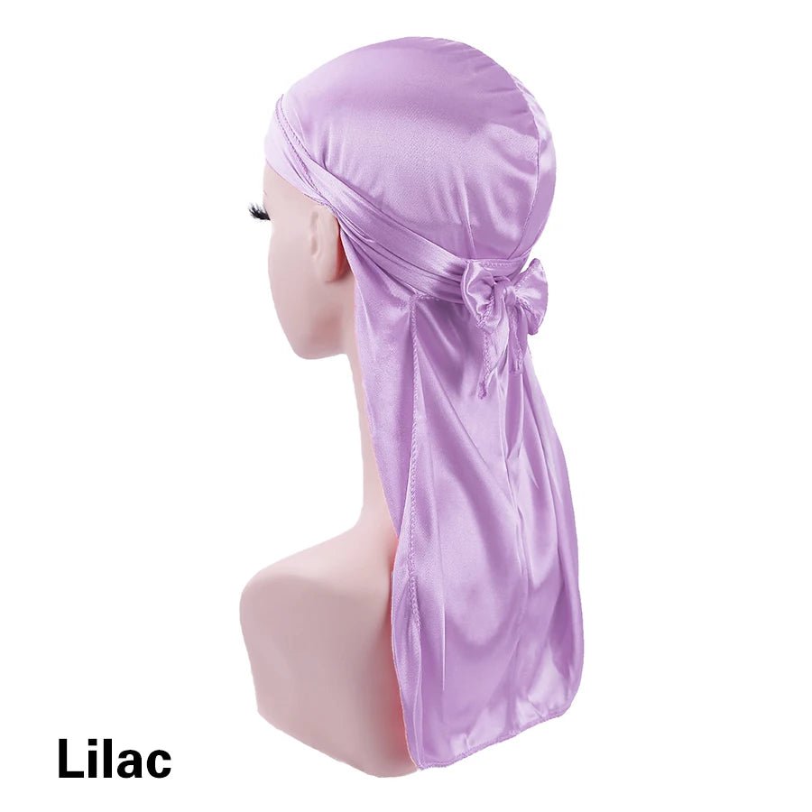 Storazone lilac / CHINA Unisex Silky Durags Bandanas Turban Hat Wigs Doo Men Satin Durag Biker Headwear Headband Hair Accessories Extra Long Tail Du-Rag