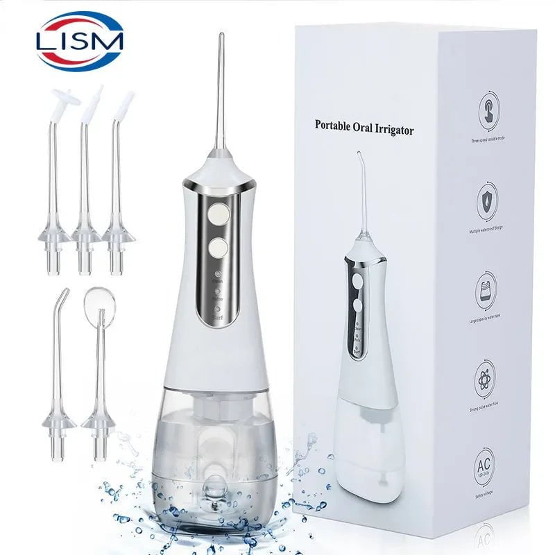 Storazone LISM Portable Oral Irrigator Water Flosser Dental Water Jet Tools Pick Cleaning Teeth 350ML 5 Nozzles Mouth Washing MachineFloss