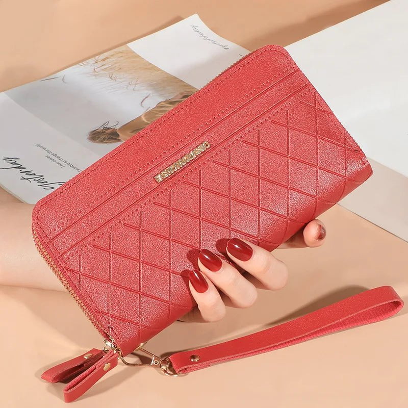 Storazone Long Women's Wallet Female Purses Tassel Coin Purse Card Holder Wallets Double Zipper Pu Leather Clutch Luxury Money Phone Bag