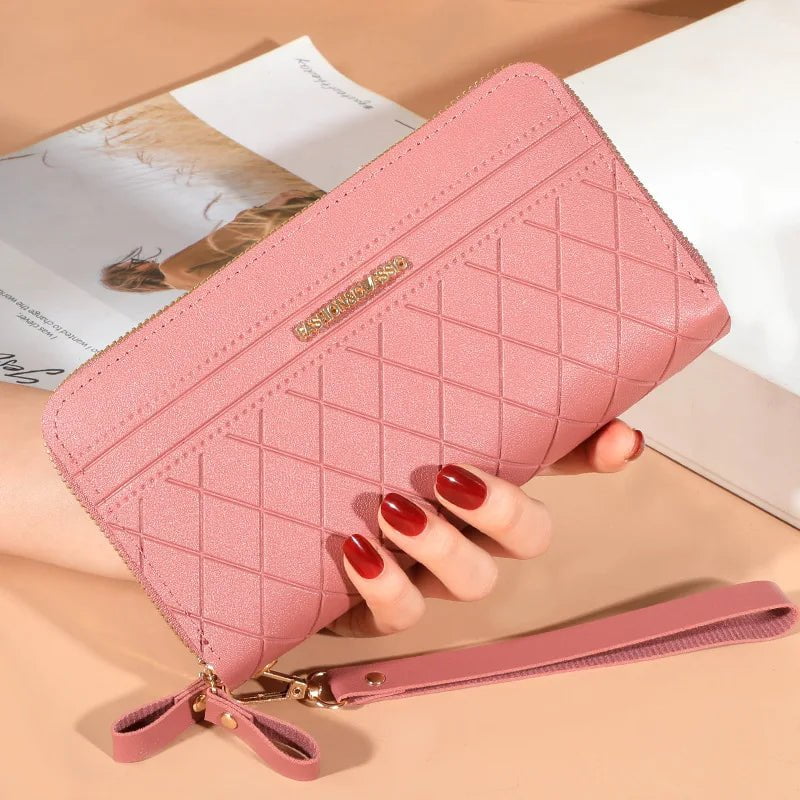 Storazone Long Women's Wallet Female Purses Tassel Coin Purse Card Holder Wallets Double Zipper Pu Leather Clutch Luxury Money Phone Bag