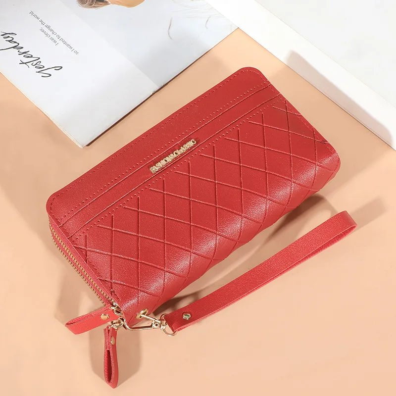 Storazone Long Women's Wallet Female Purses Tassel Coin Purse Card Holder Wallets Double Zipper Pu Leather Clutch Luxury Money Phone Bag