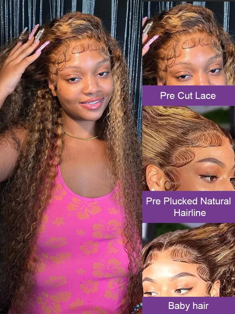 Storazone Loose Deep Wave Glueless Wig Human Hair Ready To Wear 7x5 Lace Closure Curly Highlight Ombre 4/27 Preplucked Hairline Pre Cut