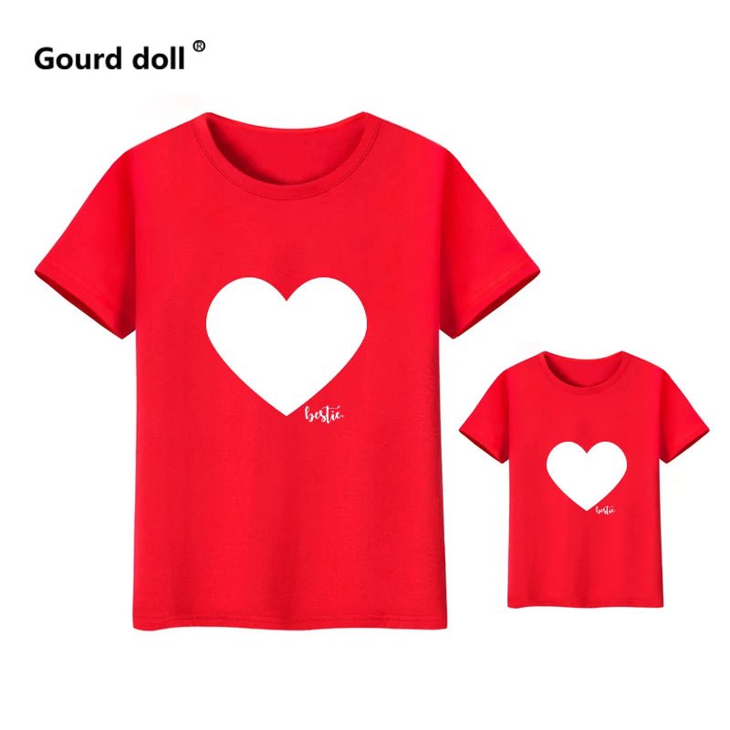 Storazone love red white / Mom M(1PCS) Summer new Family  Heart Print T Shirt Mommy And Me Clothes Baby Girl Boys Clothes Mother And Daughter Clothes Baby Clothes