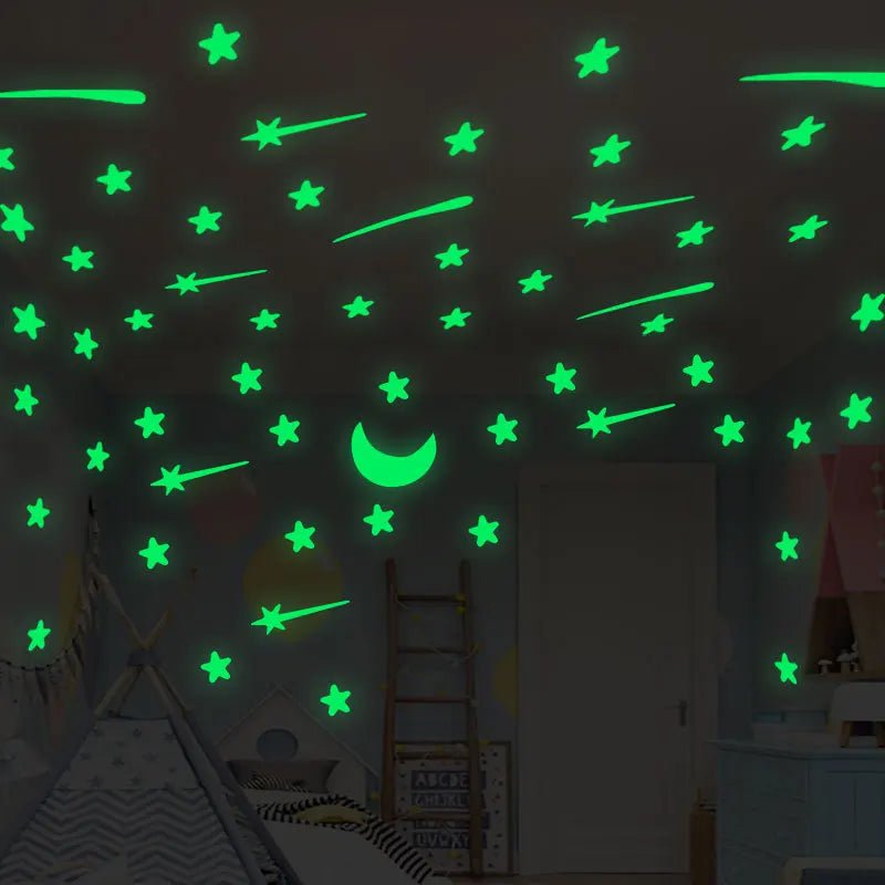 Storazone Luminous Moon and Stars Wall Stickers for Kids Room Baby Nursery Home Decoration Wall Decals Glow in the Dark Bedroom Ceiling