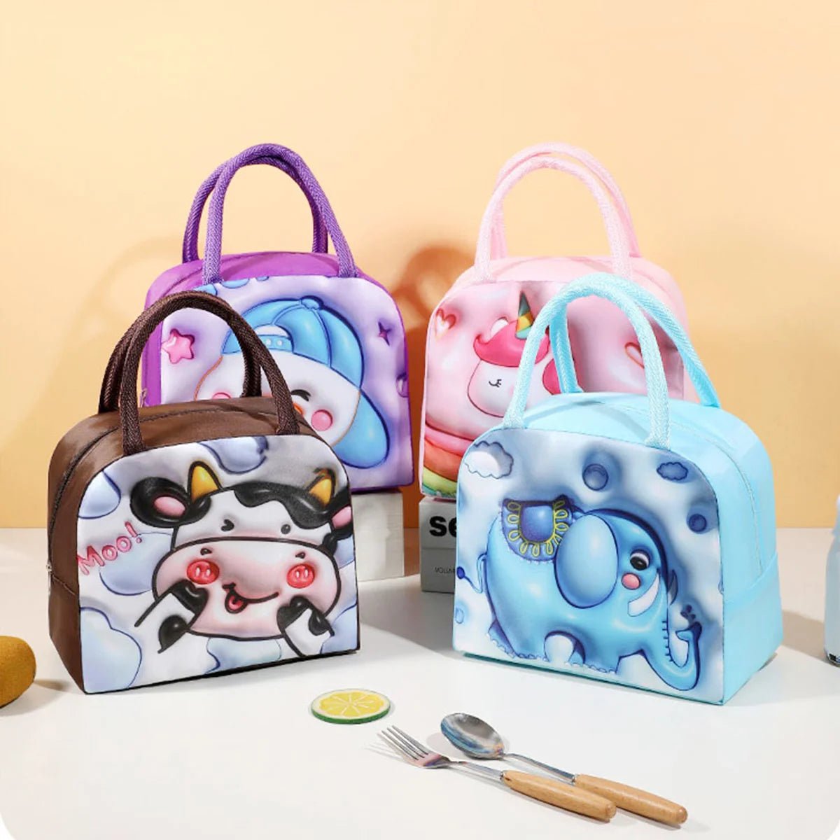 Storazone Lunch Bag Thickened Handheld Insulated Lunch Box Bag Children Cute With Meals Lunch Box Bag