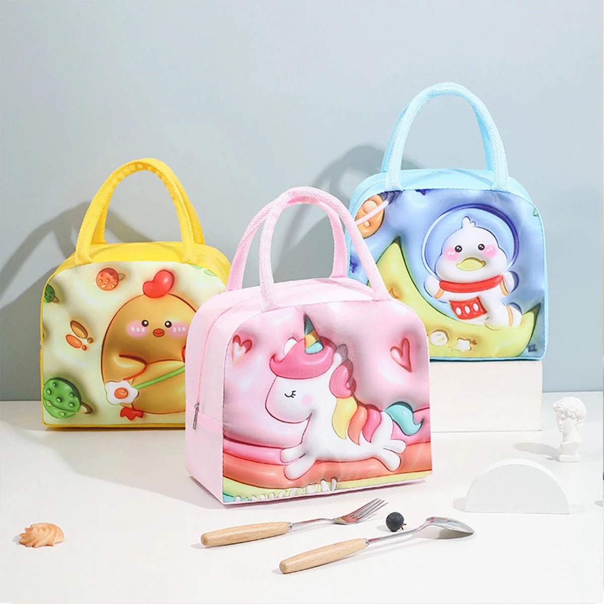 Storazone Lunch Bag Thickened Handheld Insulated Lunch Box Bag Children Cute With Meals Lunch Box Bag