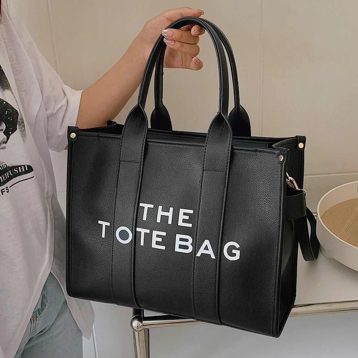 Storazone Luxury Designer Bag Tote Women Handbags Letter Shoulder Bags Brands Soft PU Shopper Purses Crossbody Bags for Women Clutch