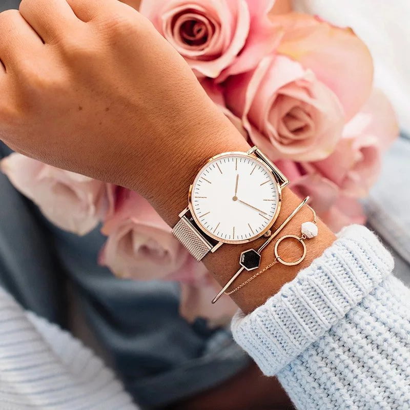 Storazone Luxury Rose Gold Watch Women Bracelet Watches Top Brand Ladies Casual Quartz Watch Steel Women's Wristwatch Montre Femme Relogio