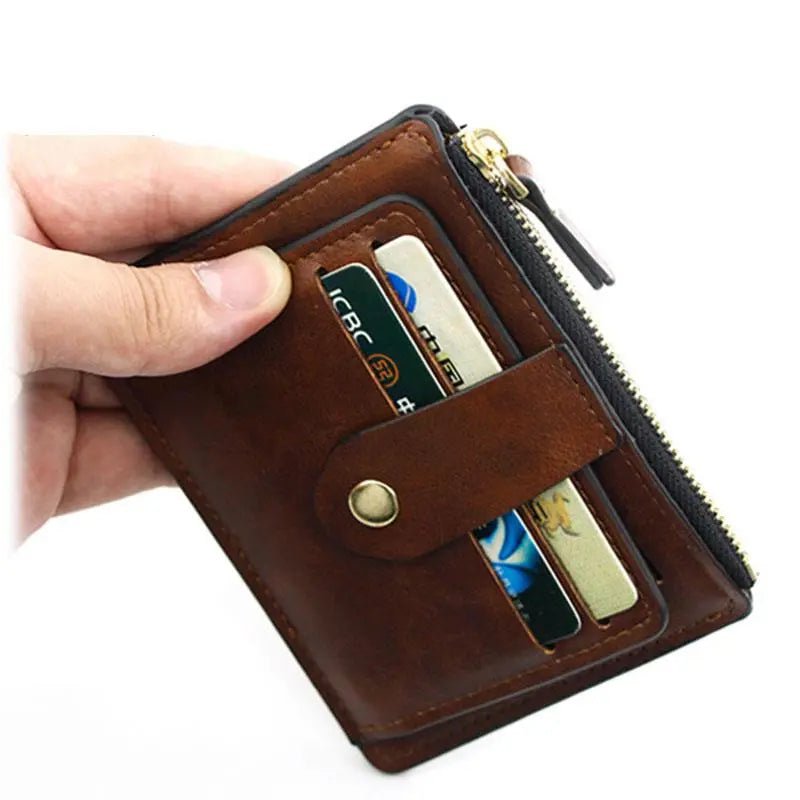 Storazone Luxury Small Men's Credit ID Card Holder Wallet Male Slim Leather Wallet with Coin Pocket Brand Designer Purse for Men Women