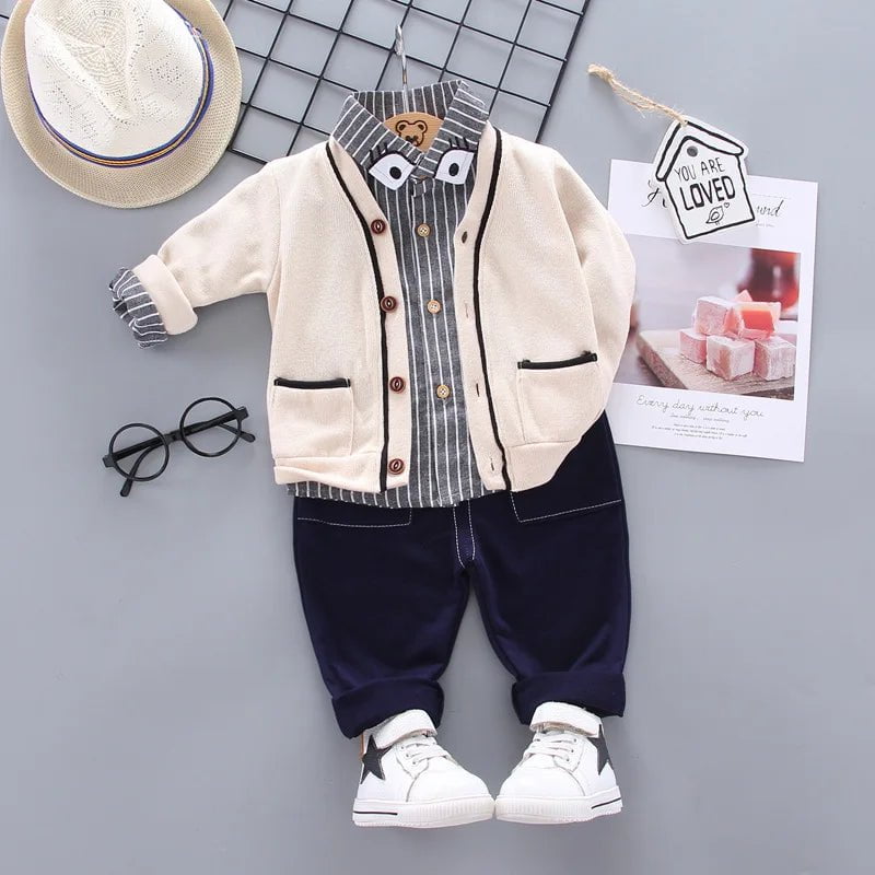 Storazone LXyanjingF  Beige / 2T New Spring Autumn Children Boys Clothes Baby Girls Jacket T-Shirts Pants 3Pcs/sets Infant Toddler Casual Costume Kids Tracksuits