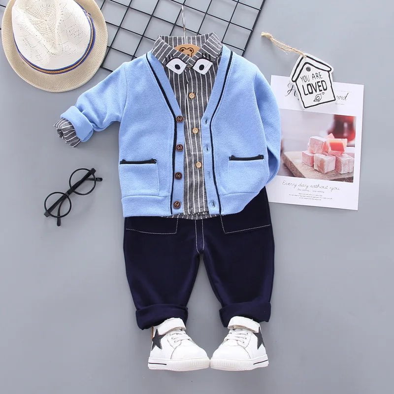 Storazone LXyanjingF  Blue / 2T New Spring Autumn Children Boys Clothes Baby Girls Jacket T-Shirts Pants 3Pcs/sets Infant Toddler Casual Costume Kids Tracksuits