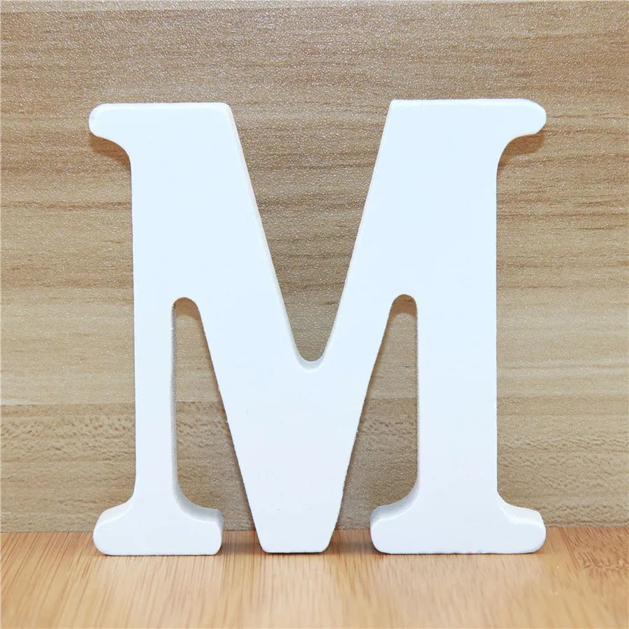 Storazone M / 10cm 1pc 10CM Wood Wooden Letters White Alphabet Wedding Birthday Party Diy Home Decorations Personalised Name Design 3.94 Inches