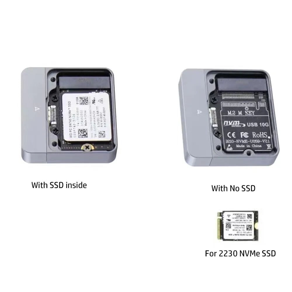 Storazone M.2 NVMe 2230 SSD Enclosure USB C Adapter 10Gbps USB3.2 Gen2 External Case Box for M2 2230 NVMe SN740/SN530 520/PM991a/BG4/BC711