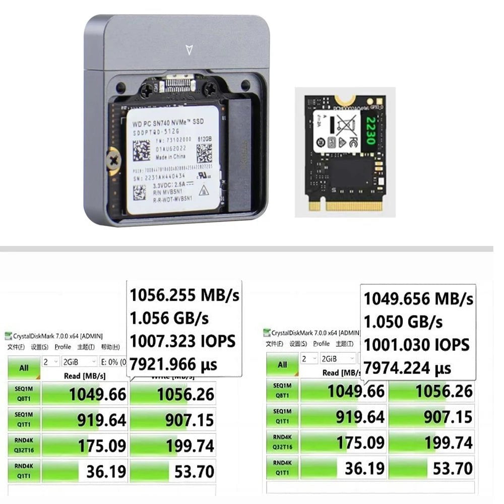 Storazone M.2 NVMe 2230 SSD Enclosure USB C Adapter 10Gbps USB3.2 Gen2 External Case Box for M2 2230 NVMe SN740/SN530 520/PM991a/BG4/BC711