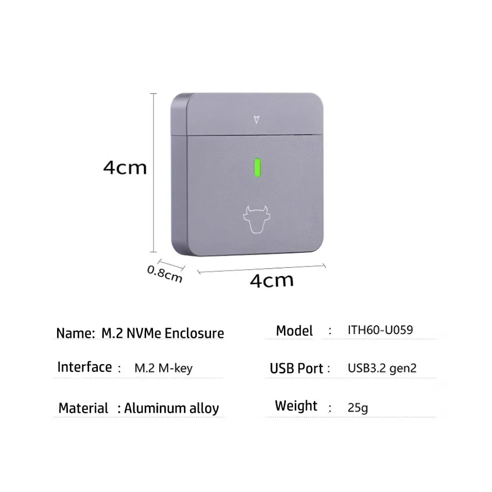 Storazone M.2 NVMe 2230 SSD Enclosure USB C Adapter 10Gbps USB3.2 Gen2 External Case Box for M2 2230 NVMe SN740/SN530 520/PM991a/BG4/BC711