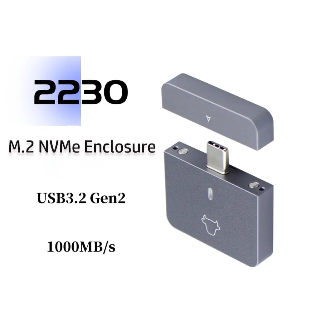 Storazone M.2 NVMe 2230 SSD Enclosure USB C Adapter 10Gbps USB3.2 Gen2 External Case Box for M2 2230 NVMe SN740/SN530 520/PM991a/BG4/BC711