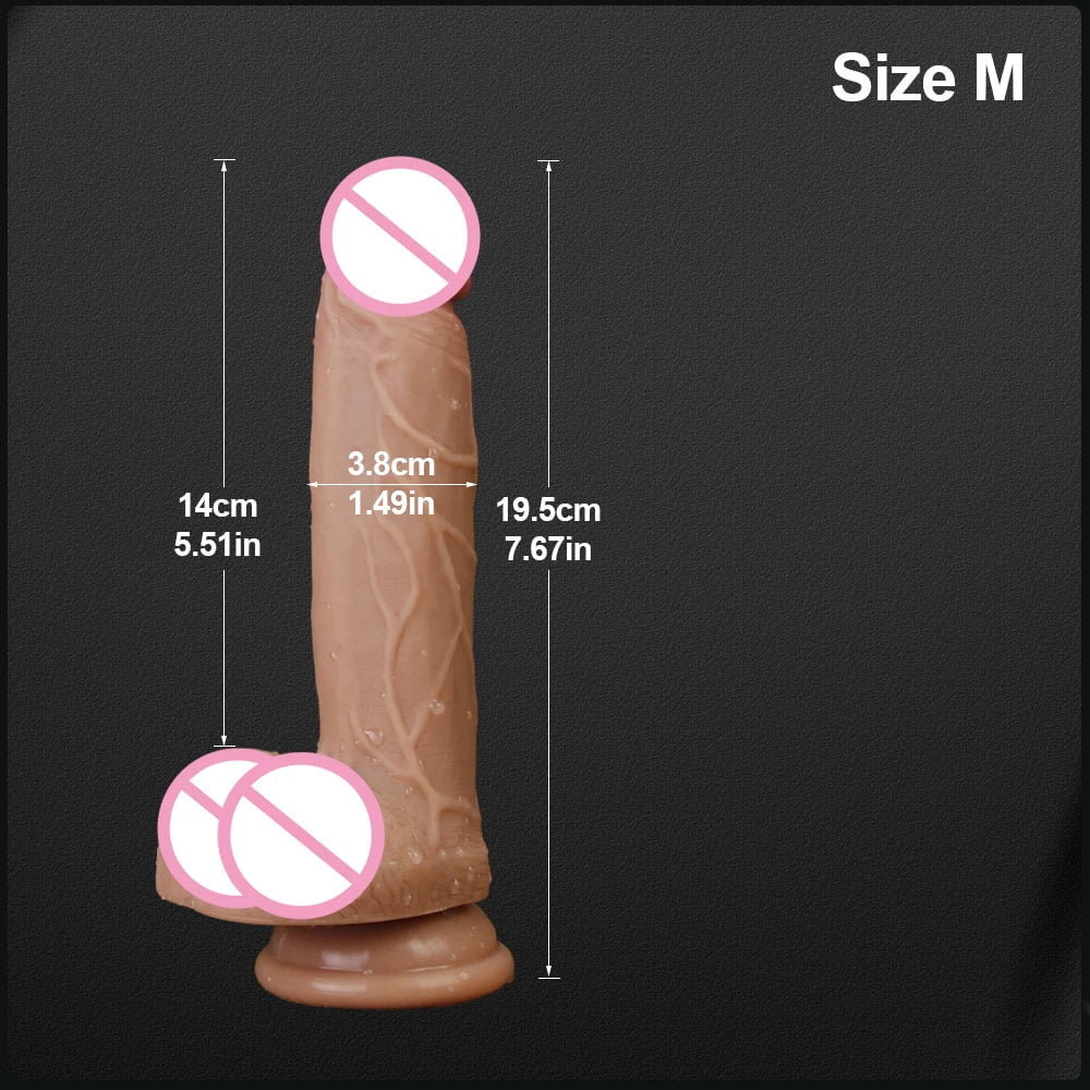 Storazone M 22.5cm Realistic Dildo Cock for Women Anal Sex Toys Huge Big Fake Penis with Suction Cup Flexible G-spot Curved Shaft and Ball