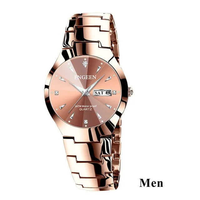 Storazone M gold 2024 FNGEEN 5808 Relogio Feminino Couple Watch Men Quartz watch for Lovers Luxury Womens wristwatch Stainless Steel Waterproof