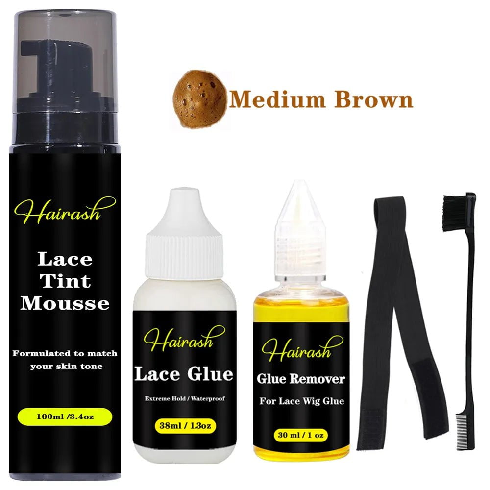 Storazone M kit / CHINA Lace Tint Mousse Waterproof Lace Wig Glue For Lace Front Wig Invisible Hair Glue+Wax Stick Edge Control + Glue Remover