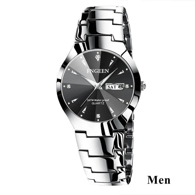 Storazone M silver black 2024 FNGEEN 5808 Relogio Feminino Couple Watch Men Quartz watch for Lovers Luxury Womens wristwatch Stainless Steel Waterproof