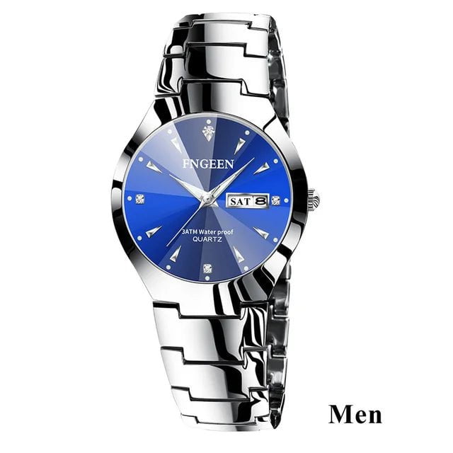 Storazone M silver blue 2024 FNGEEN 5808 Relogio Feminino Couple Watch Men Quartz watch for Lovers Luxury Womens wristwatch Stainless Steel Waterproof