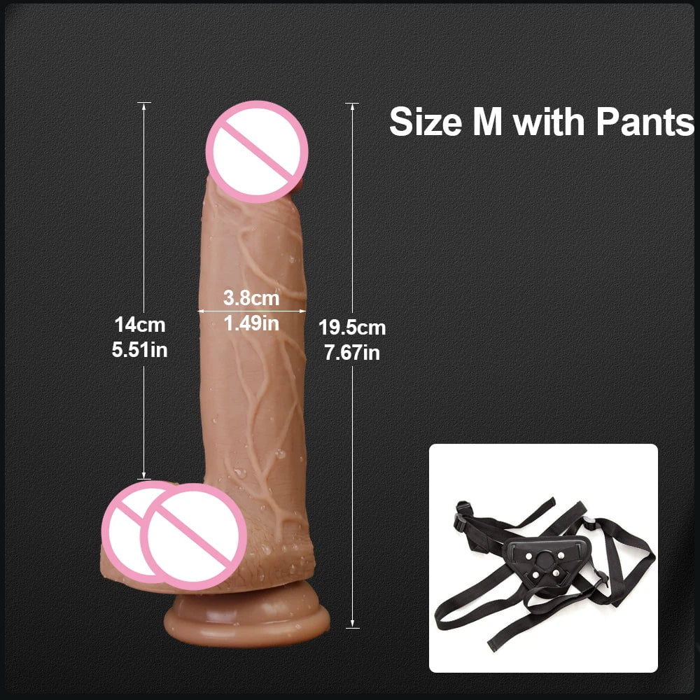 Storazone M With Pant 22.5cm Realistic Dildo Cock for Women Anal Sex Toys Huge Big Fake Penis with Suction Cup Flexible G-spot Curved Shaft and Ball