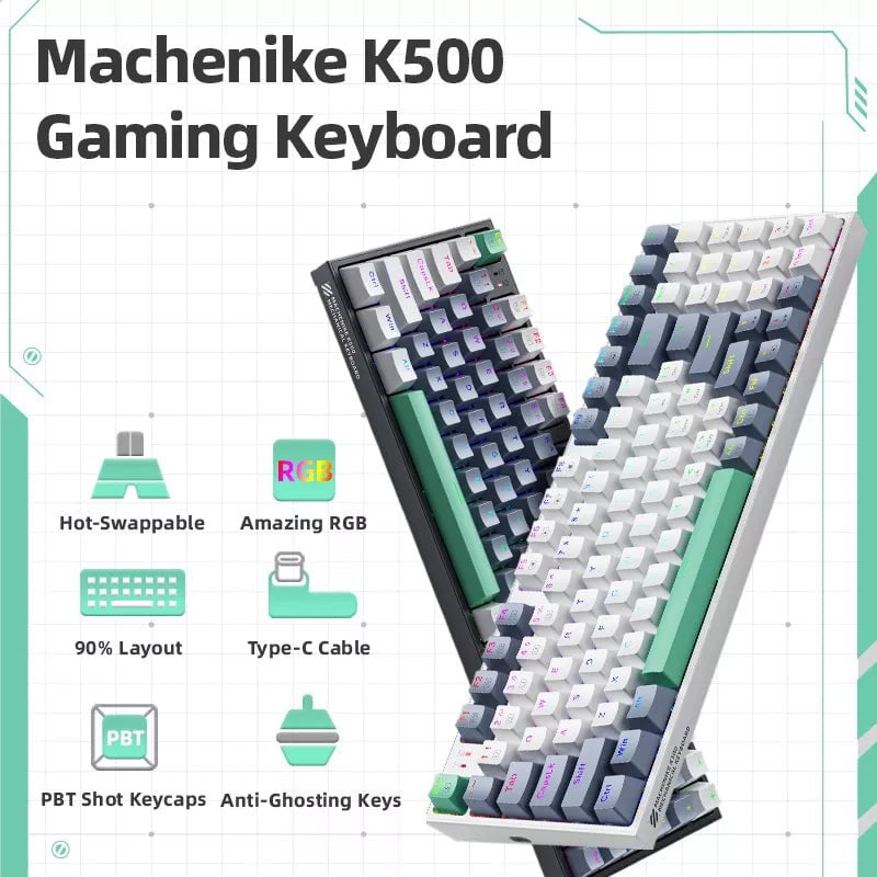 Storazone Machenike K500 Mechanical Keyboard Gaming Keyboard Wired Keyboard Hot Swappable 94 Keys RGB Light Mac Windows