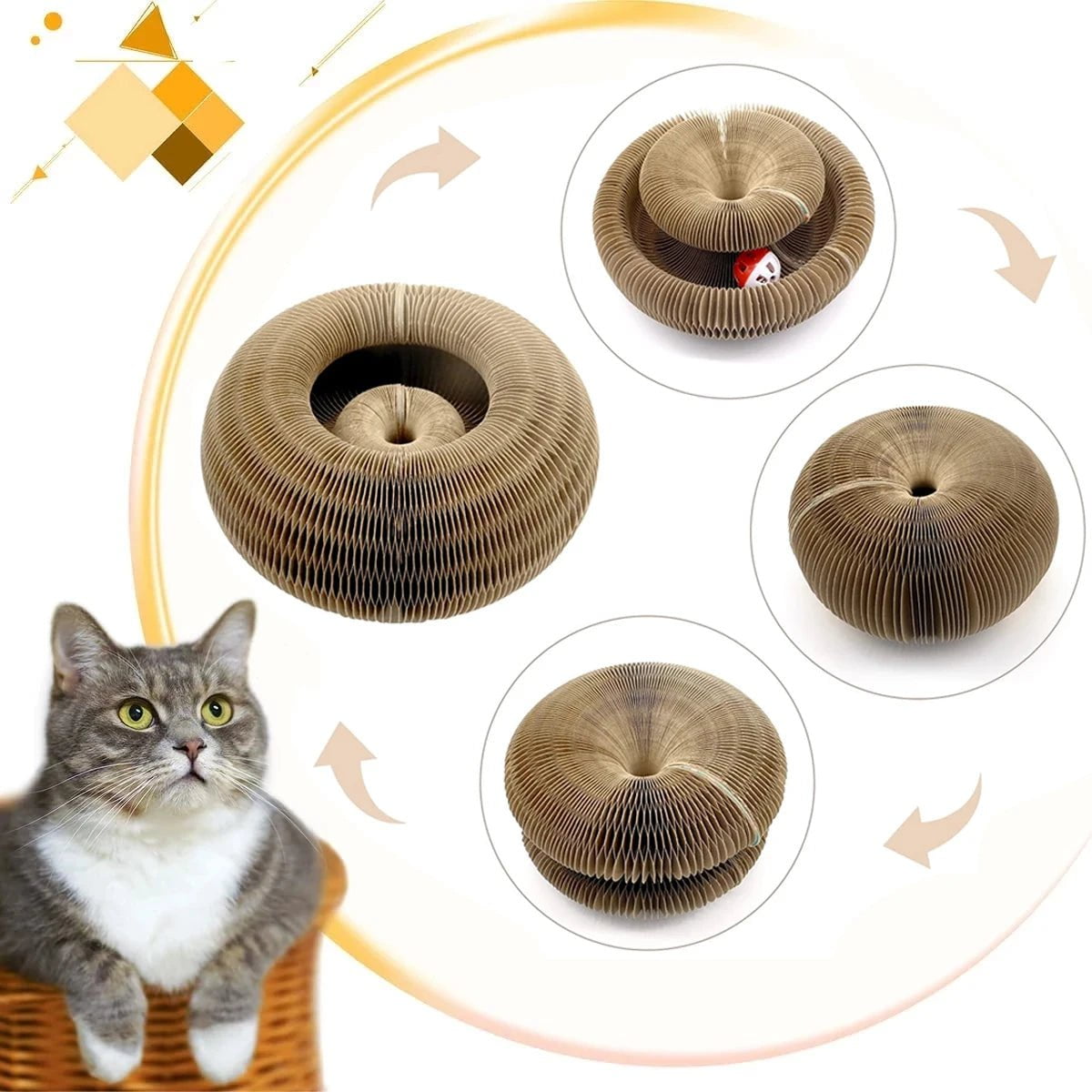 Storazone Magic Organ Cat Toy Cats Scratcher Scratch Board Round Corrugated Scratching Post Toys for Cats Grinding Claw Cat Accessories