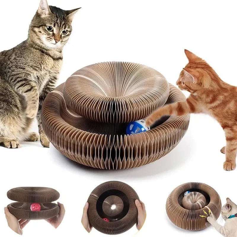 Storazone Magic Organ Cat Toy Cats Scratcher Scratch Board Round Corrugated Scratching Post Toys for Cats Grinding Claw Cat Accessories