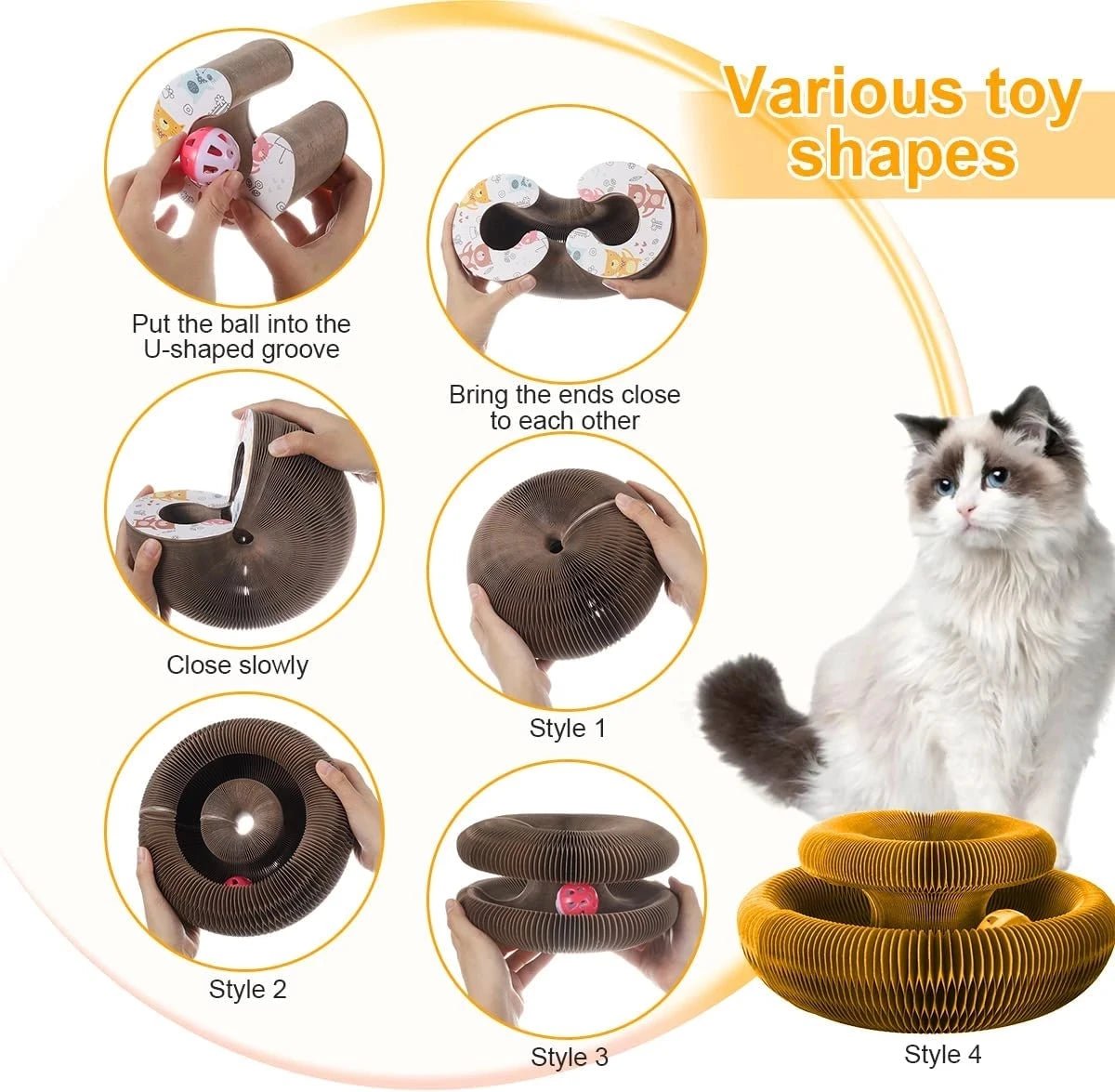 Storazone Magic Organ Cat Toy Cats Scratcher Scratch Board Round Corrugated Scratching Post Toys for Cats Grinding Claw Cat Accessories
