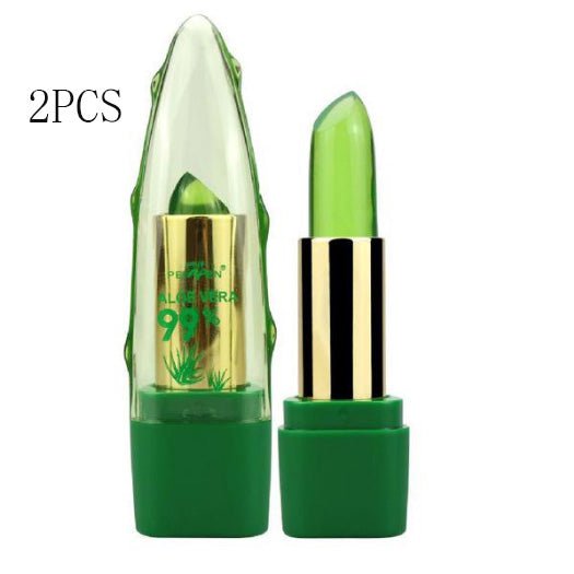 STORAZONE Makeup 2PCS Aloe Vera Gel Color Changing Lipstick Gloss  Moisturizer Anti-drying Desalination Fine-grain Lip Blam Care