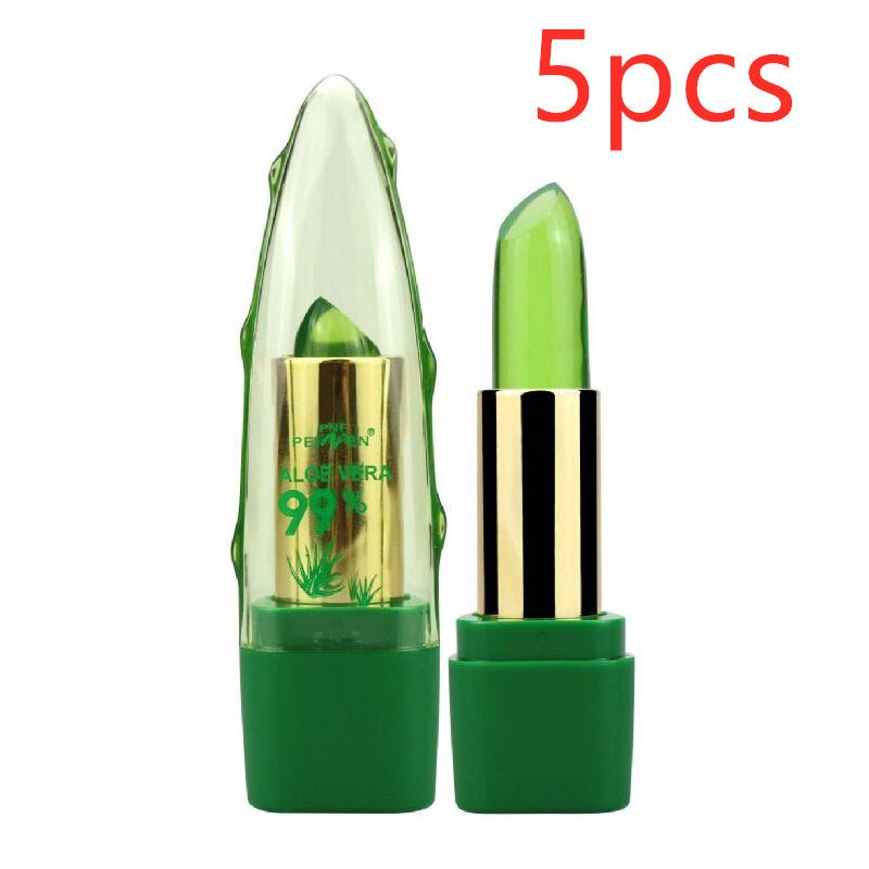 STORAZONE Makeup 5PCS Aloe Vera Gel Color Changing Lipstick Gloss  Moisturizer Anti-drying Desalination Fine-grain Lip Blam Care