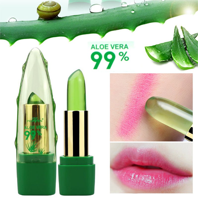 STORAZONE Makeup Aloe Vera Gel Color Changing Lipstick Gloss  Moisturizer Anti-drying Desalination Fine-grain Lip Blam Care