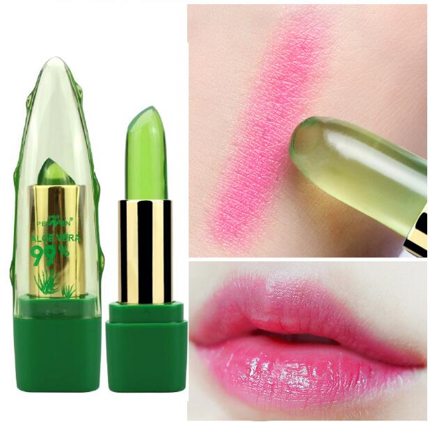 STORAZONE Makeup Aloe Vera Gel Color Changing Lipstick Gloss  Moisturizer Anti-drying Desalination Fine-grain Lip Blam Care