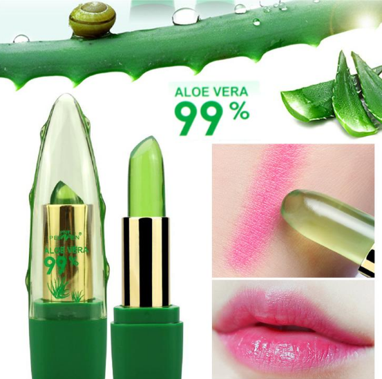 STORAZONE Makeup Aloe Vera Gel Color Changing Lipstick Gloss  Moisturizer Anti-drying Desalination Fine-grain Lip Blam Care