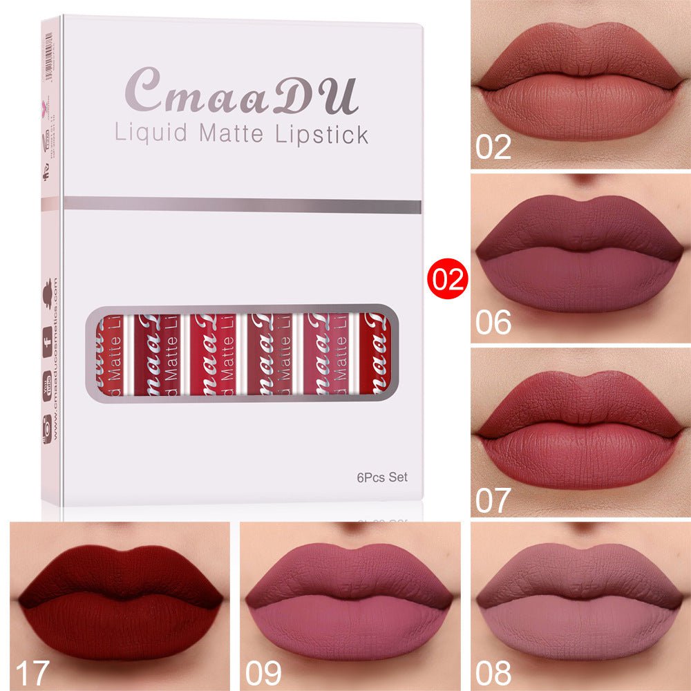 STORAZONE Makeup B 6 Boxes Of Matte Non-stick Cup Waterproof Lipstick Long Lasting Lip Gloss