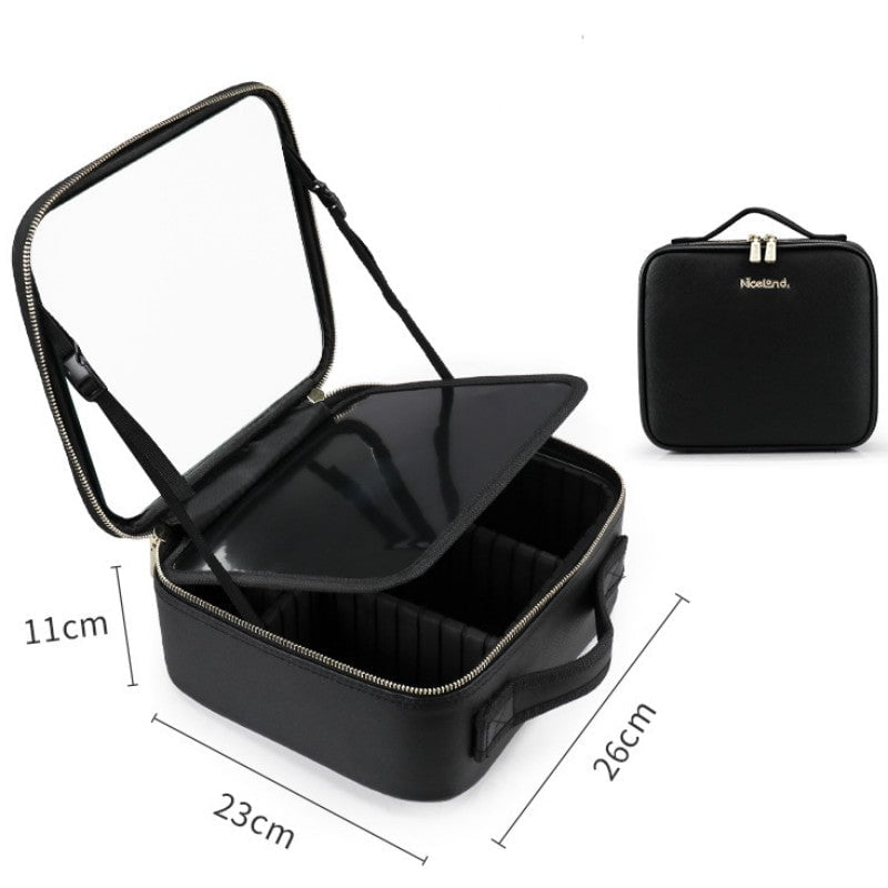 STORAZONE Makeup Black / 12inches / No LED Smart LED Cosmetic Case With Mirror Cosmetic Bag Large Capacity Fashion Portable Storage Bag Travel Makeup Bags