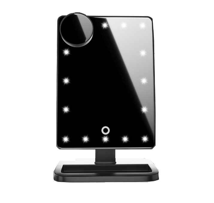 STORAZONE Makeup Black Touch Screen Makeup Mirror With 20 LED Light Bluetooth Music Speaker 10X Magnifying Mirrors Lights