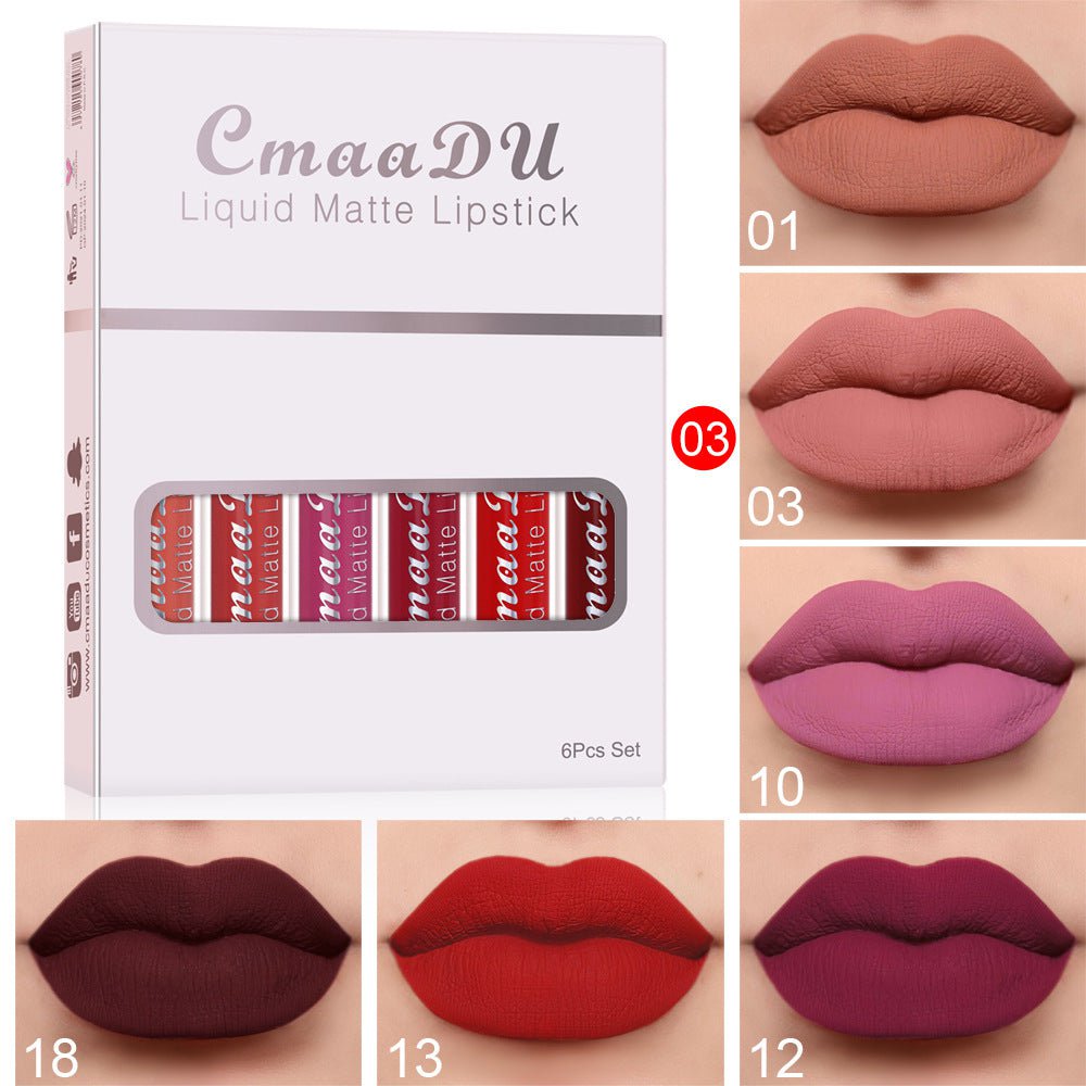 STORAZONE Makeup C 6 Boxes Of Matte Non-stick Cup Waterproof Lipstick Long Lasting Lip Gloss