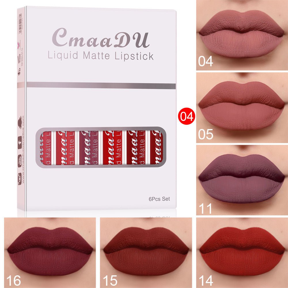 STORAZONE Makeup D 6 Boxes Of Matte Non-stick Cup Waterproof Lipstick Long Lasting Lip Gloss