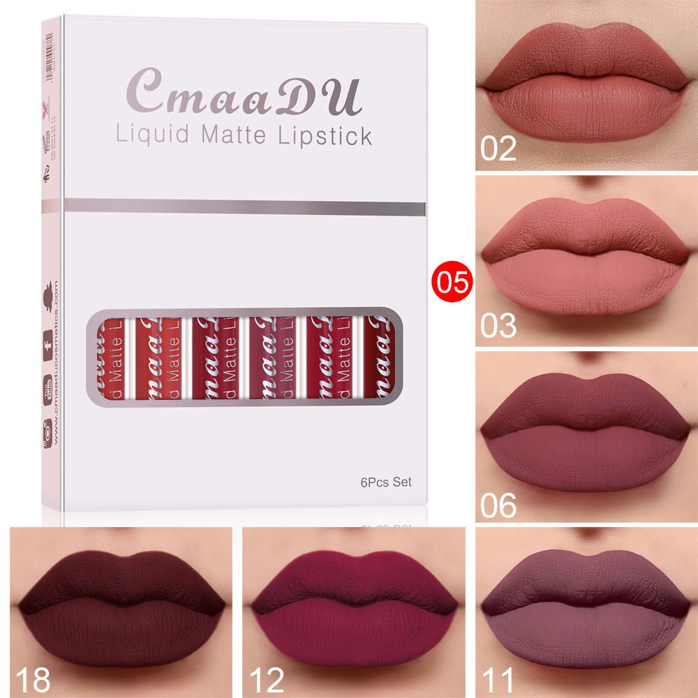 STORAZONE Makeup E 6 Boxes Of Matte Non-stick Cup Waterproof Lipstick Long Lasting Lip Gloss