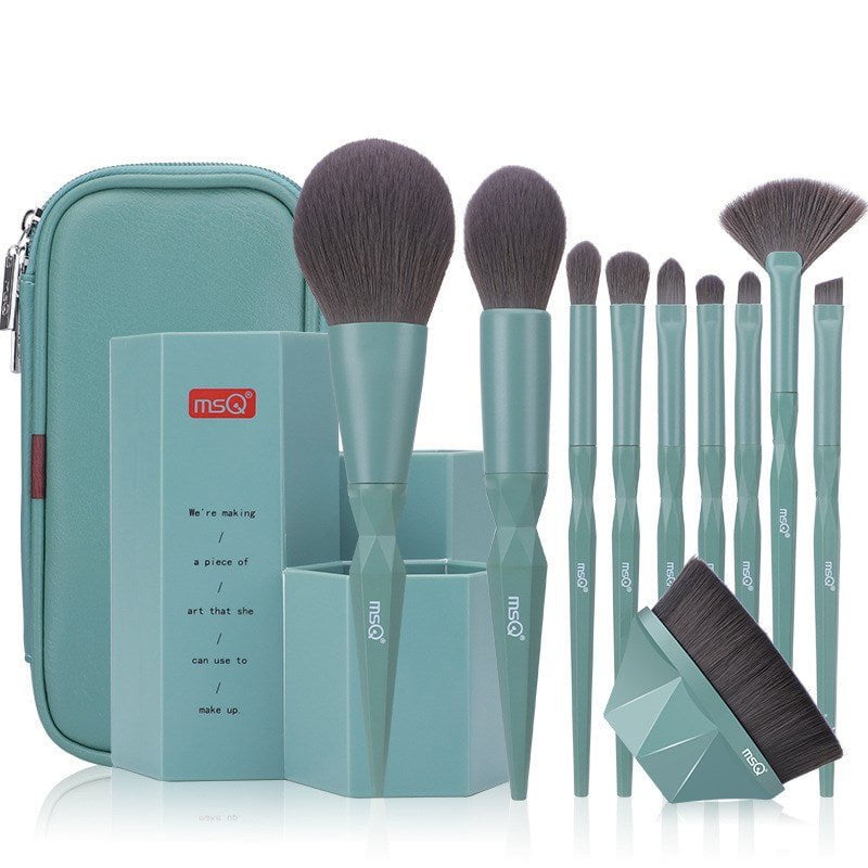 STORAZONE Makeup Green brush bag bucket Makeup Set Brush Eye Shadow Brush Foundation Brush Full Set of Makeup Tools