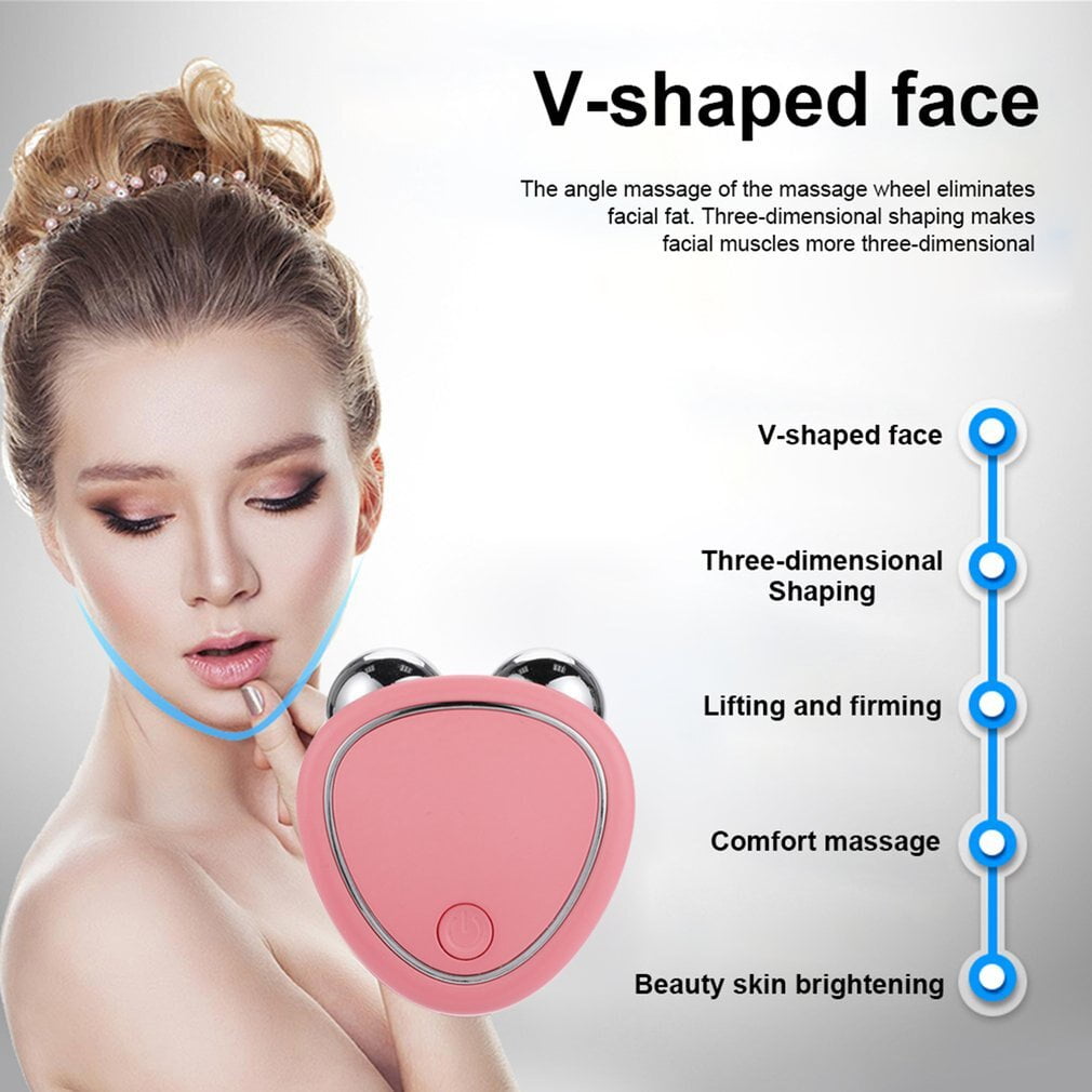 STORAZONE Makeup Portable Facial Micro-current Beauty Instrument For Lifting Thinning And Reducing Edema With Double Roller Massager