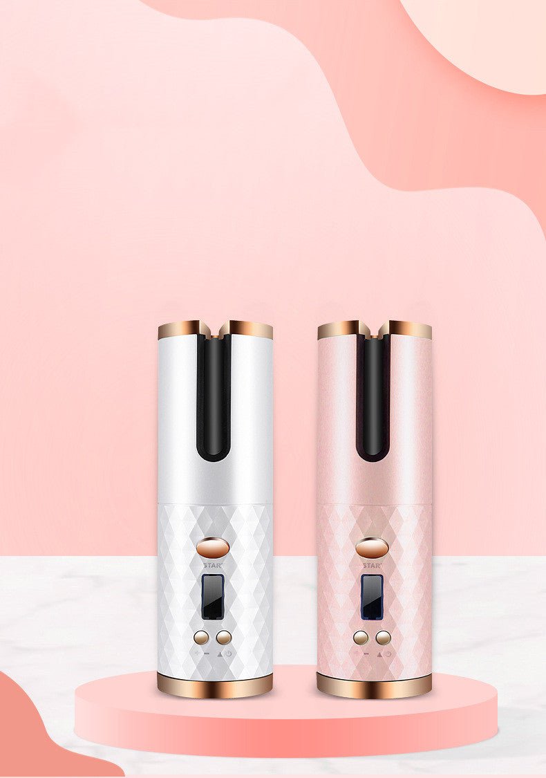 STORAZONE Makeup Rechargeable Automatic Hair Curler Women Portable Hair Curling Iron LCD Display Ceramic Curly Rotating Curling Wave Styer