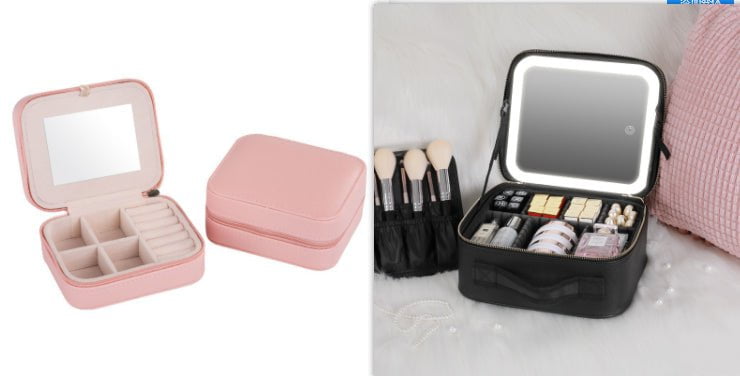 STORAZONE Makeup Set / 12inches / USB Smart LED Cosmetic Case With Mirror Cosmetic Bag Large Capacity Fashion Portable Storage Bag Travel Makeup Bags