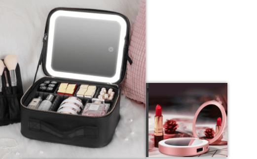 STORAZONE Makeup Suit / 12inches / USB Smart LED Cosmetic Case With Mirror Cosmetic Bag Large Capacity Fashion Portable Storage Bag Travel Makeup Bags